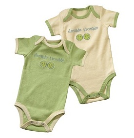 Grasslands Road Peas in a Pod Baby Twins Onesies Double Trouble 