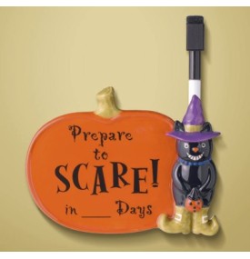 Halloween Countdown Magnet Days to Scare Pumpkin-Black Cat