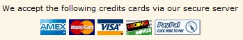 American Express, Master Card, Visa, Discover, PayPal payment methods