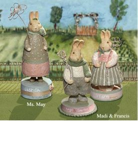 Victorian Rabbit Figurines Set of 3 - Grasslands Road
