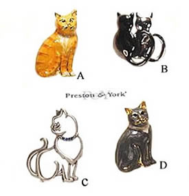 Preston & York Cat Lapel Pin Silhouette Cat Brooch